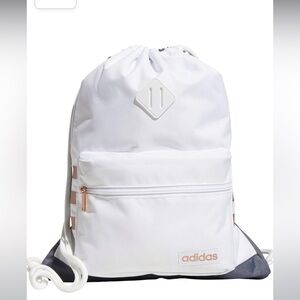Adidas White Drawstring Backpack